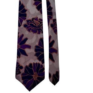 Vintage Mark of California Big Tall 100% Silk Jacquard Tie Mod Retro Floral